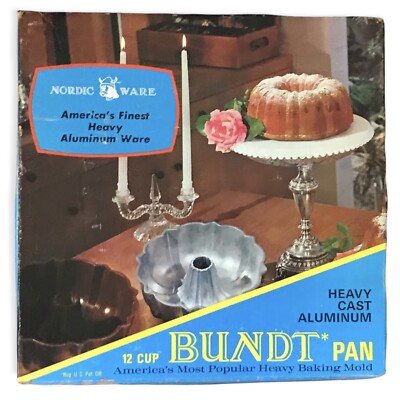 NORDIC WARE Fluted Bundt Pan Vintage Cast Aluminum 50130 Natural Teflon in  Box