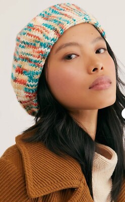 Free People Knit Space Dyed Beret Slouchy Fit Confetti NWOT $36
