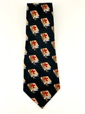 Steven Harris Hand Made Mens Neck Tie Necktie 58"x4" Black Brown Bible Red Cross