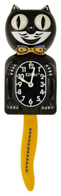 #ad Yellow Blue Kit Cat Klock Swarovski Authorized Custom Edition Jeweled Clock $129.95