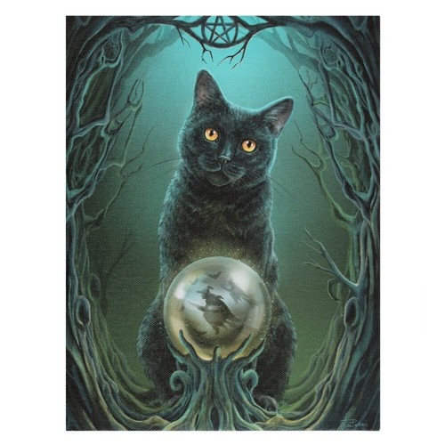 Rise Of The Witches - Cat Canvas Plaque – 25cm x 19cm – Lisa Parker
