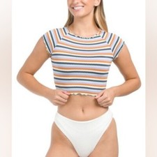 Small L Space 135 Under The Sun Wildflower Shortsleeve Swim Top Tee Lspace