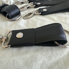 Leather Belt Loop Keychain or Traditional Keychain with Keyring Black  Brown 