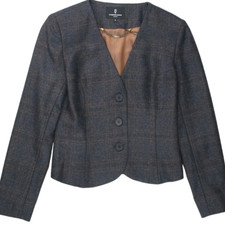 Katherine Hooker Charcoal Check Collarless Jacket