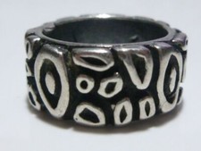 AWESOME NATIVE AMERICAN TRIBAL STERLING SILVER ORNATE UNISEX RING BAND SIZE 8.25