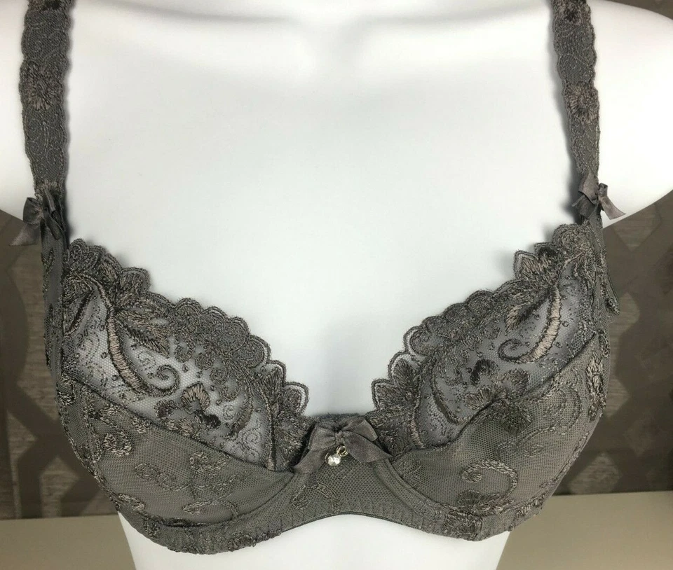 Sexy Lingerie Lace Plunge Underwire Bra Charcoal Grey - Alegro 9012 - Size 30-40 - Image 2 of 4