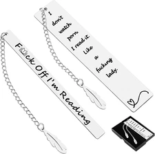 2Pcs Funny Smutty Bookmark Gifts for Men Book Lover Metal Book Mark Stainless St