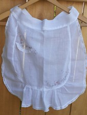 Antique 1920s Cotton Lawn Sheer Apron Handmade/Tiny Painted Flowers/Lace Edges
