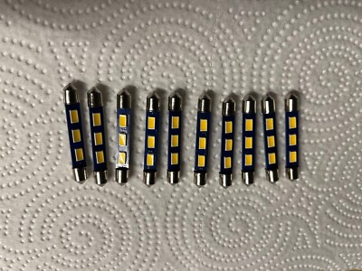 (10)WARM WHITE 43MM-6.3V-LED FESTOON LAMP/ MR67-MR73-MR74 - McIntosh DIAL LIGHTS