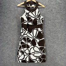 Ann Taylor Dress Women 6 White Floral Sheath Midi Zipper Sleeveless Halter Neck