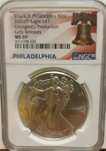 2020 P [PHILADELPHIA] SILVER EAGLE EMERGENCY PRODUCTION NGC MS 69 EARLY RELEASES
