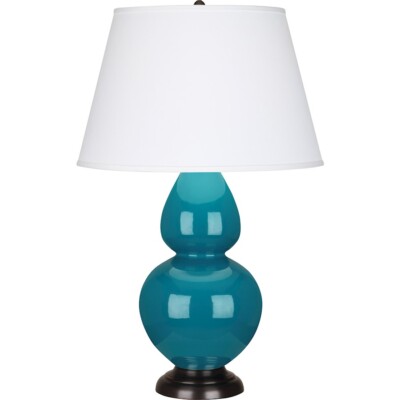 Robert Abbey Double Gourd 1 Light Table Lamp, Peacock/Deep Patina Bronze - 1752X