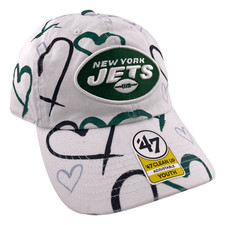 NEW '47 Brand New York Jets NFL Youth Hearts Clean Up Adjustable Dad Hat Cap