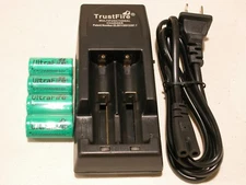 4 x CR123A BATTERY 3v RECHARGEABLE + 1 TRUSTFIRE TR-001 CHARGER