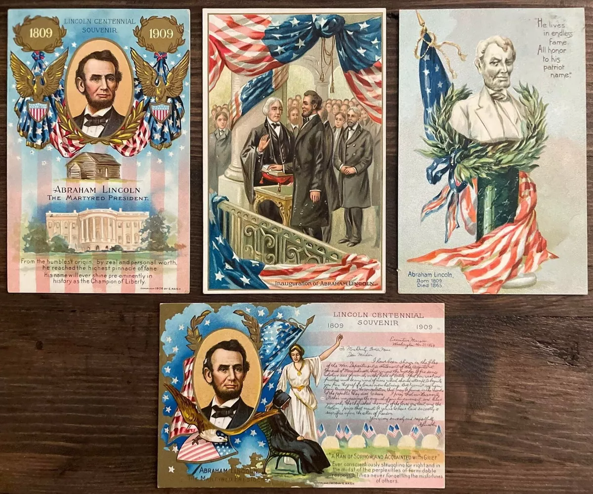 President Abraham Lincoln Birthday Celebration Patriotic Tuck Embossed postcards