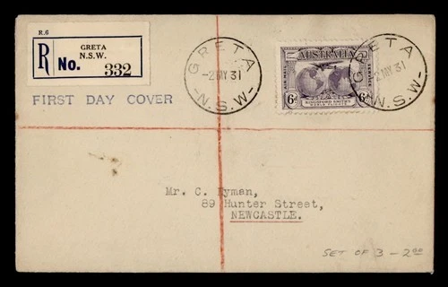 DR WHO 1931 AUSTRALIA FDC KINGSFORD SMITHS WORLD FLIGHTS R49900