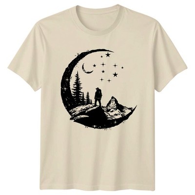 Wanderer unter Mond und Sternen T-Shirt Bergsteigen Wandern Geburtstag