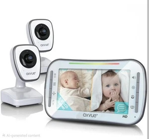 Axvue A1HD Video Baby Monitor 720P  Full HD 5.0" IPS Screen + 2 Camera - NEW