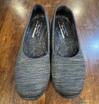 Women's Black Sketchers Shoes Slip-Ons SN 49443 Relaxed Fit