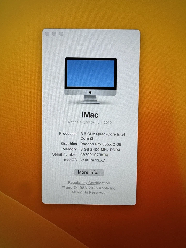 Apple iMac with 21.5in Retina 4K display (1TB HDD, Intel Core i3 8th Gen.... - Image 4 of 4