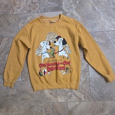 Vintage Disney 101 Dalmatians Graphic Crewneck Sweatshirt Mens Small Yellow