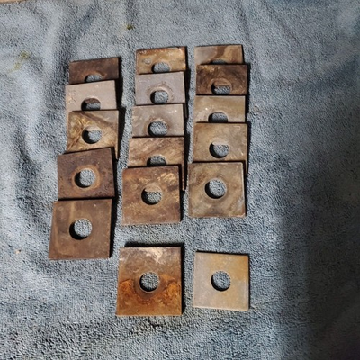 #ad VTG Square Washers Galvanized Steel 2.25quot;x.7 8quot; 17 8quot;x5 8quot; Lot Of 17 $28.00