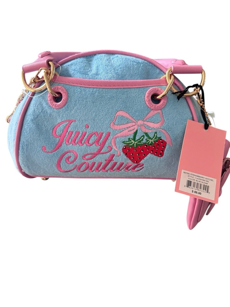 Juicy Couture Retro Strawberry Women's Satchel Bag, Purse NWT Blue