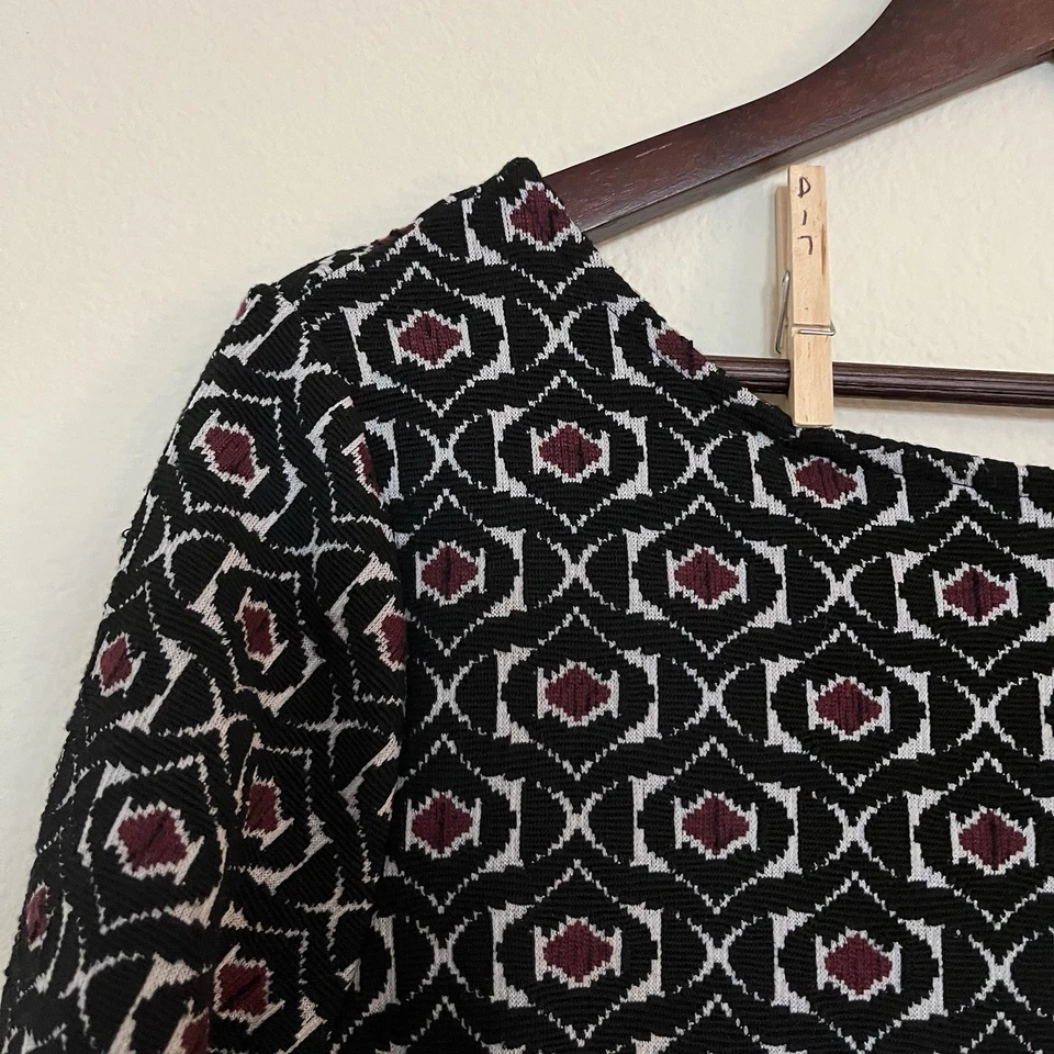 Leota женщин 3/4 рукав трикотажа напечатано карьера лодка шеи Fit & Flare платье SZ XL - Изображение 3 из 4