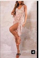 Pretty Little Thing Women's PEACH NEUTRAL FLOW DRESS! NWT! Size 12