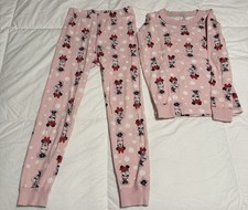 Hanna Andersson Girls Size 6/7 Minnie Mouse Pink Long John Pajama Set