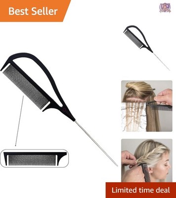 Styling Comb Carbon Fiber Long Tail Metal Pick Professional Highlight Tease