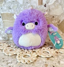 Squishmallows Fuzzamallows Dina the purple Dragon 5” Plush NEW w tag Stuffed Toy