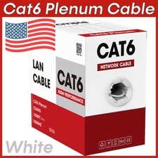Plenum Cat6 Ethernet Cable 1000 Feet CMP 23AWG Solid UTP 350MHz 10 Gbps Network
