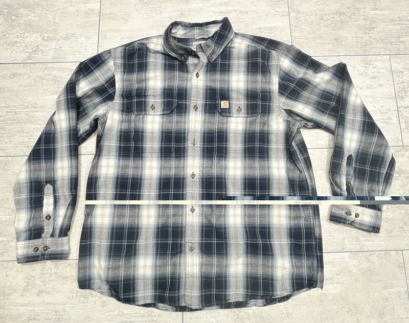 Carhartt Shirt Mens XL Long Sleeve Button Up Plaid Relaxed Fit Casual Blue