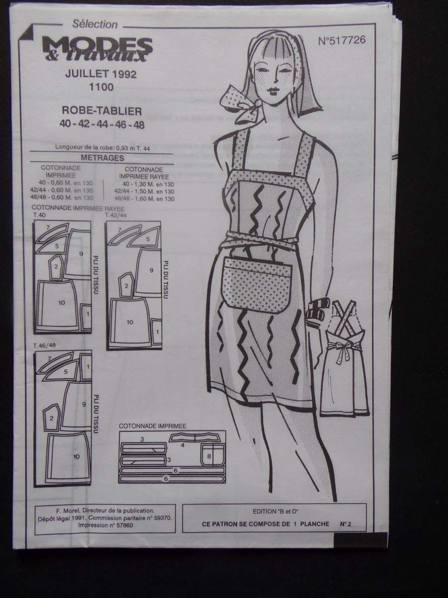 Patron Ancien Reproduction Robe Tablier Pour Poupée 45 Cm - Magazine La Poupée Modèle, Décembre 1878