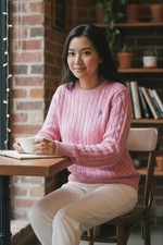 Polo Ralph Lauren Cable Knit Sweater Pink Cotton M New with Tags