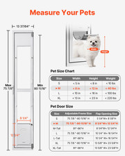 VEVOR Dog Door for Sliding Glass Door, 75 7/8" to 80 11/16" Adjustable Height, A