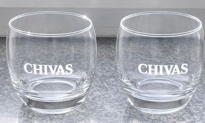 2 Chivas Regal Whiskygläser Tumbler 270 ml Bar Gläser mit Logo Vintage