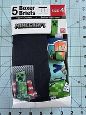 Minecraft Boys Boxer Briefs 5-Pack Size 8 100 Cotton Multicolor