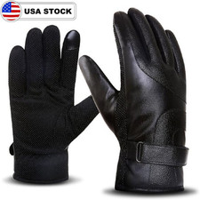 Winter Genuine Leather Gloves Men Warm Lined Finger Touchscreen Gloves Outdoor