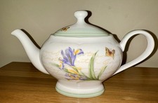 ST MICHAEL Vintage Teapot Flowers Butterflies  Fine Bone China Marks & Spencer 