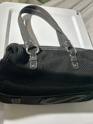 The Sak Black Shoulder Bag Double Handles Silver Hardware Zip Closure