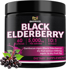 Black Elderberry 5000 Mg Strength 10:1 Extract | 60 Vegan Capsules | Non-Gmo | G