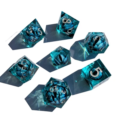 MARKENLOS Dragon Eye Dice Set Blue Blaue Würfel RPG Tabletop top Geschenk Drachenschatz
