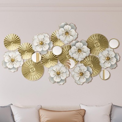 Metal Flower Wall Decor Ivory Metal Plates Mirror Wall Art Rustic Modern Flor...
