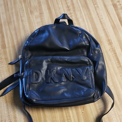 DKNY Black Logo Accent Backpack with Inner Pockets Women's Bag