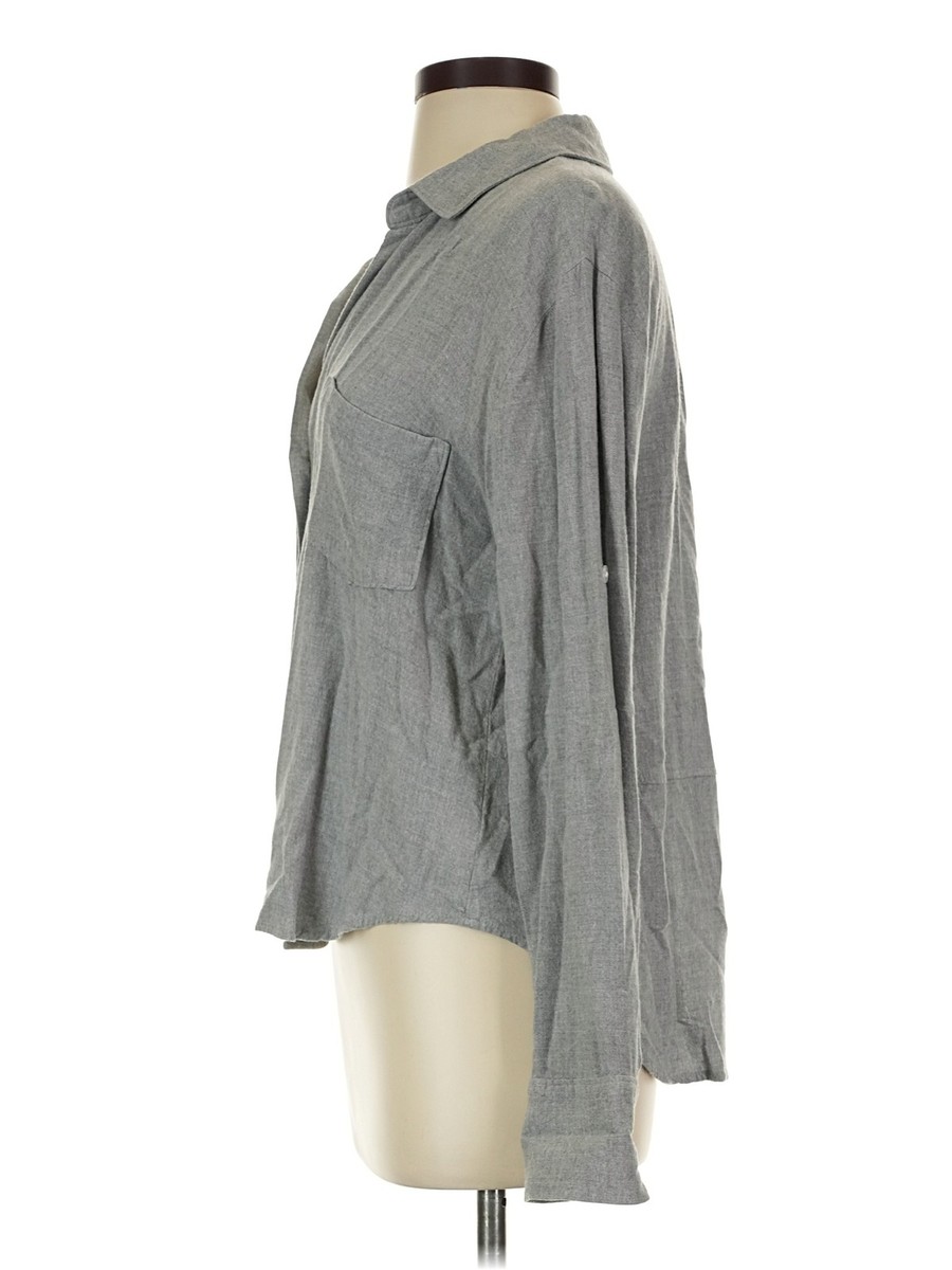 Cloth & Stone Women Gray Long Sleeve Blouse S View 4