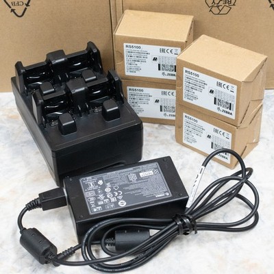 LOT OF 4 NEW Zebra RS5100 RS51B0-TESNWR Finger Ring 2D Barcode Scanner + Cradle