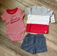 Carter's 3 Piece Toddler Baby Boy Short Set, Size 3mo - NWT