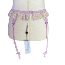 For Love Lemons Floral Lace Garter Belt Lilac Pink Green Size Small NWT